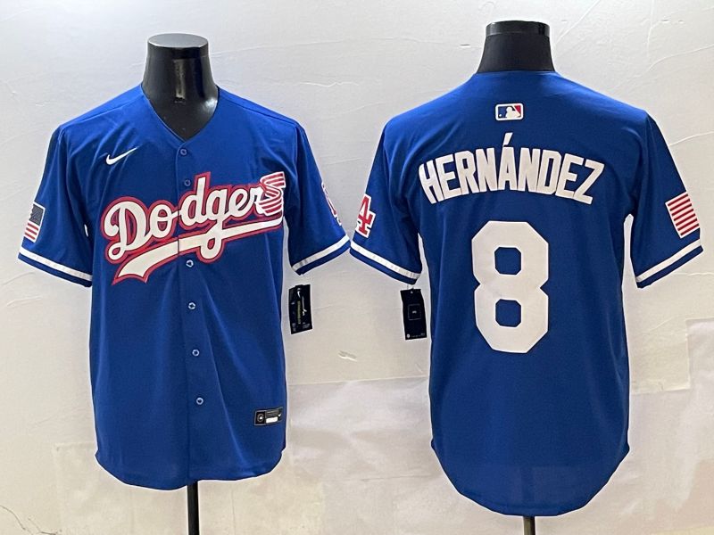 Men Los Angeles Dodgers #8 Hernandez Blue Second generation Joint Name Nike 2025 MLB Jersey style 1->los angeles dodgers->MLB Jersey
